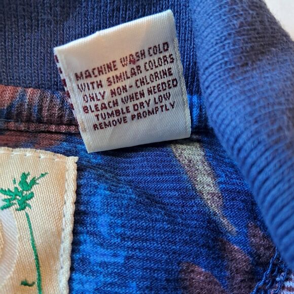 Joe Marlin Polo Shirt Mens Large Blue Floral Short Sleeve - Picture 8 of 11